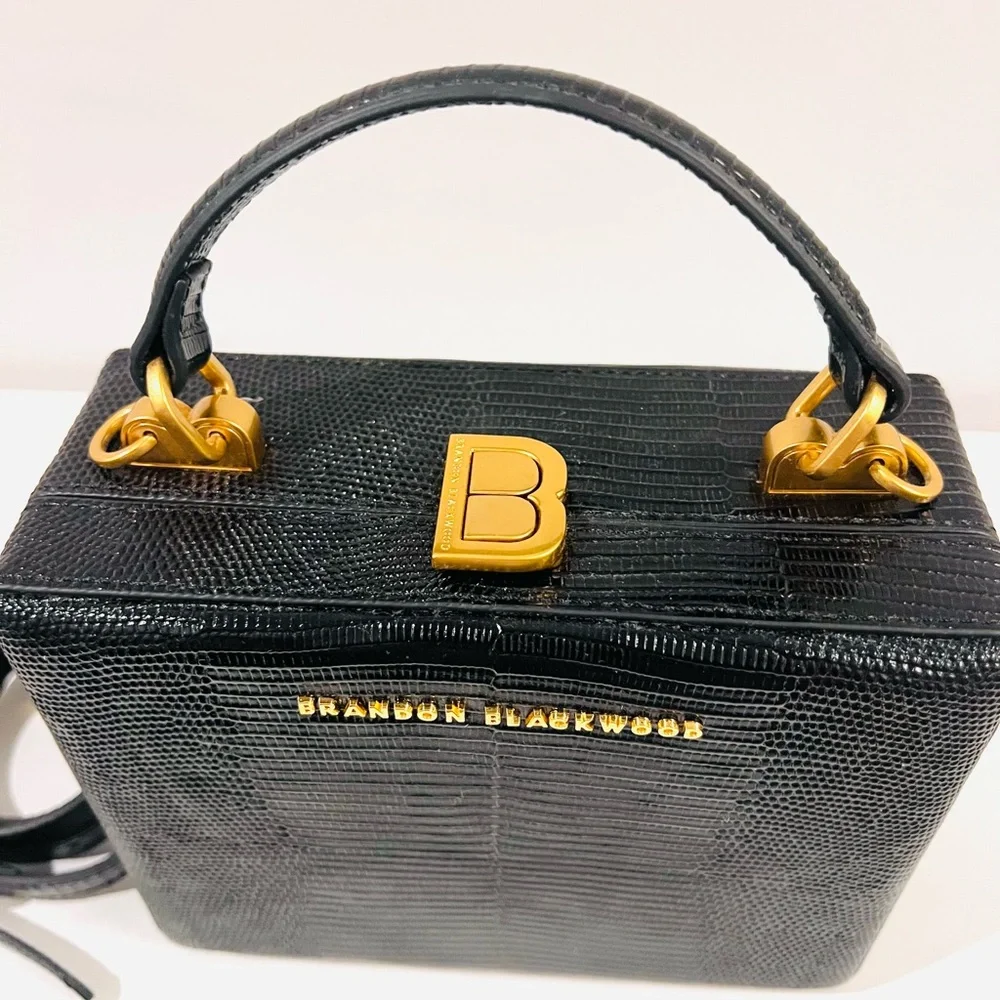 Brandon Blackwood Kendrick Trunk bag in Black lizard-embossed leather. - Picture 3 of 9